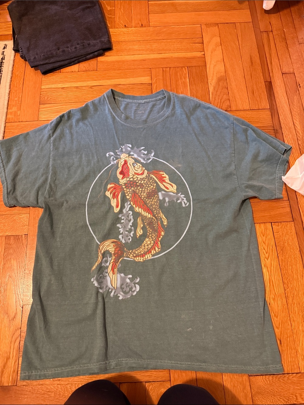 Urban Outfitters Teal Koi Fish Graphic Tee